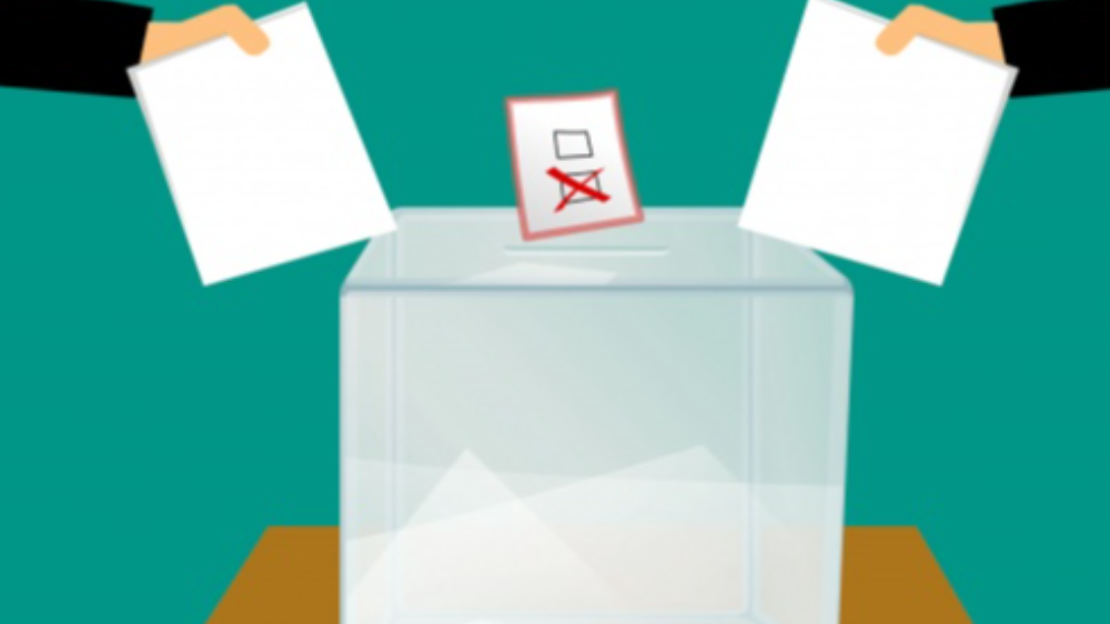 Grafika pprzedstawiająca wrzucanie głosów do urny